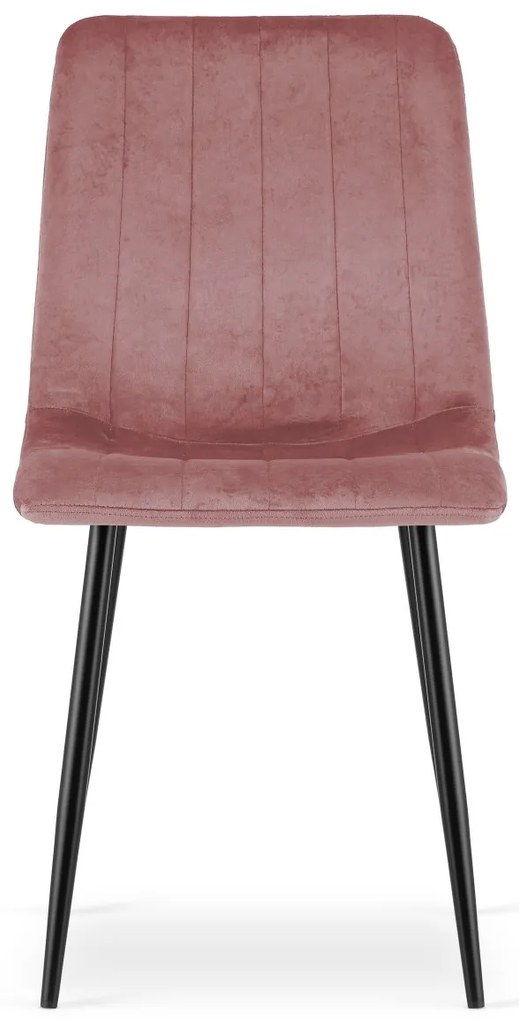 Ružová zamatová stolička LAVA s čiernymi nohami
