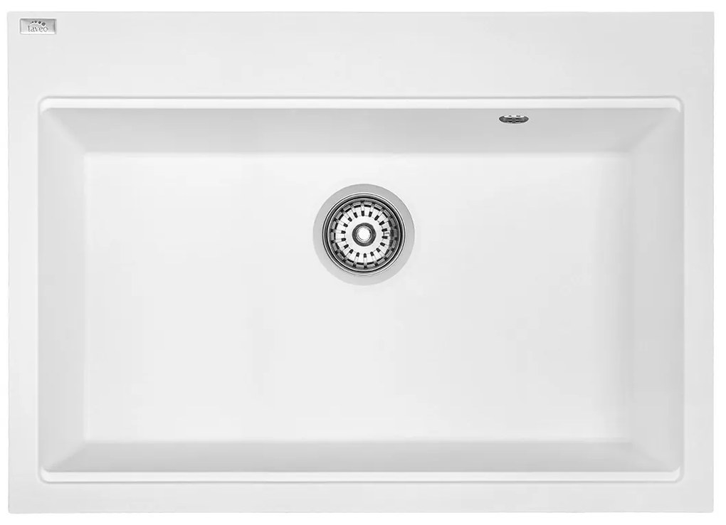 Laveo Tau, 1-komorový granitový drez 700x500x215 mm, biela, LAV-SBT_6107