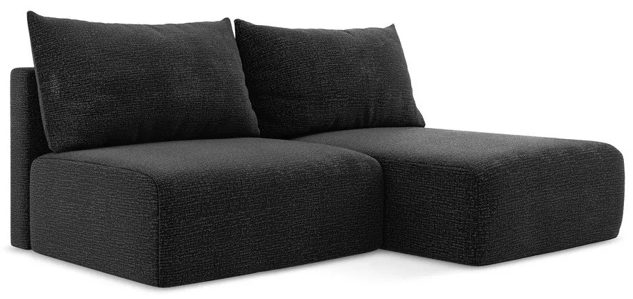 Čierna rozkladacia/s úložným priestorom rohová pohovka (pravý roh) Kalena – Makamii