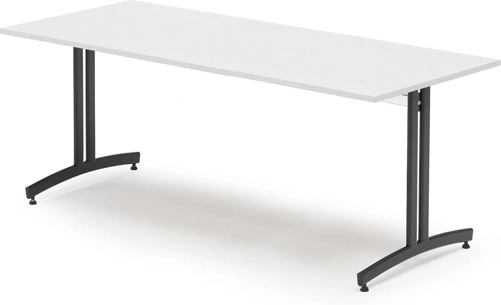 Jedálenský stôl Sanna, 1800x800 mm, biely, čierna podnož
