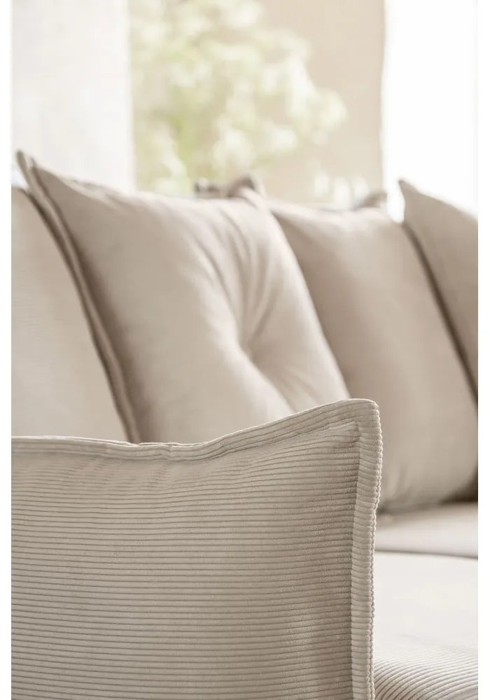 Béžová menčestrová rozkladacia rohová pohovka (pravý roh/do "U") Lazy Lukka – Miuform