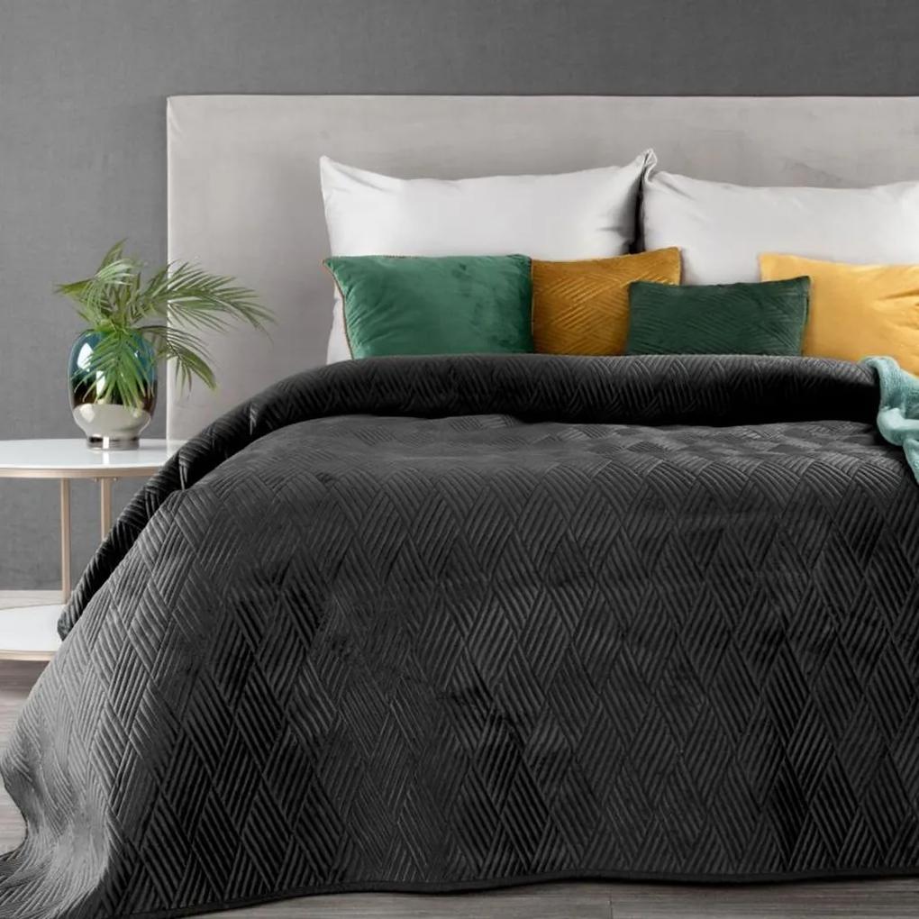 DomTextilu Čierny prehoz na posteľ s geometrickým tvarom Šírka: 170 cm | Dĺžka: 210 cm 30714-198916