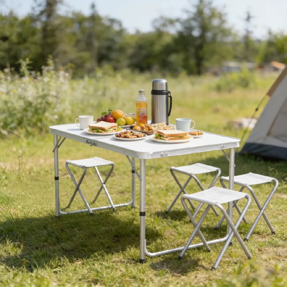 CH Kempingový skladací set- stôl + 4 stoličky