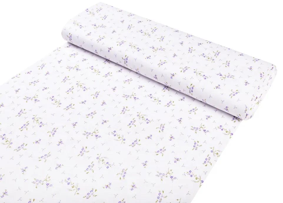 Biante Detské bavlnené posteľné obliečky do postieľky Sandra SA-296 Drobné fialové kvety na bielom Do postieľky 100x135 a 40x60 cm