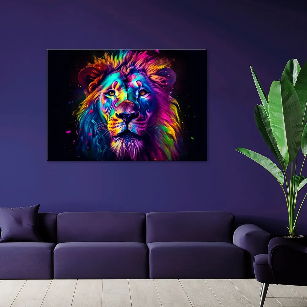 Gario Obraz na plátne Farebný portrét leva Rozmery: 90 x 60 cm
