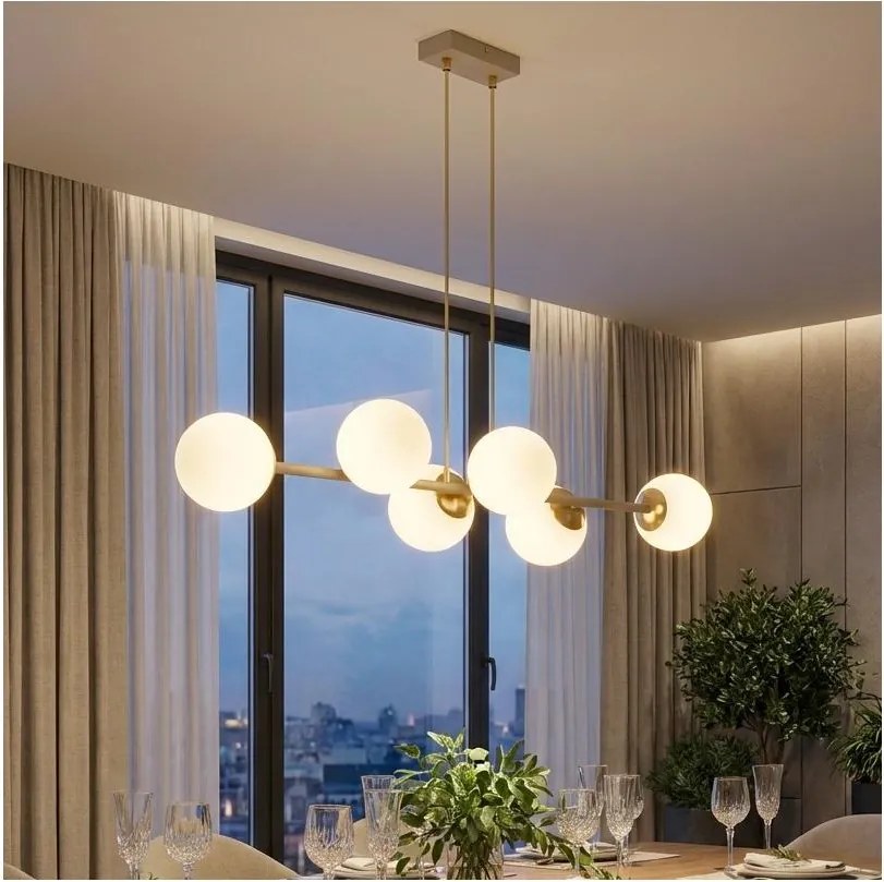 Brilagi - Luster na lankách MILO ECRU 6xE27/60W/230V béžová/zlatá
