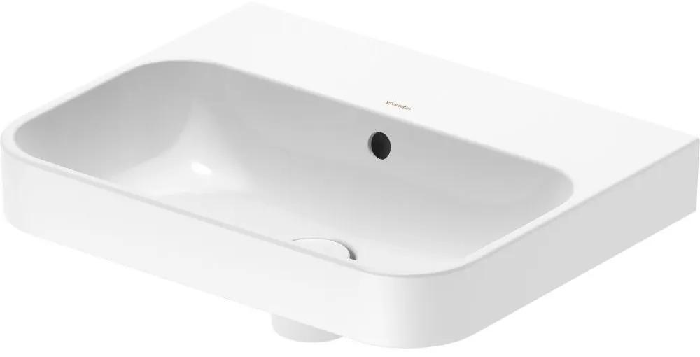 DURAVIT Happy D.2 Plus obdĺžniková umývadlová misa bez otvoru, s prepadom, 500 x 400 mm, biela, s povrchom WonderGliss, 23605000601