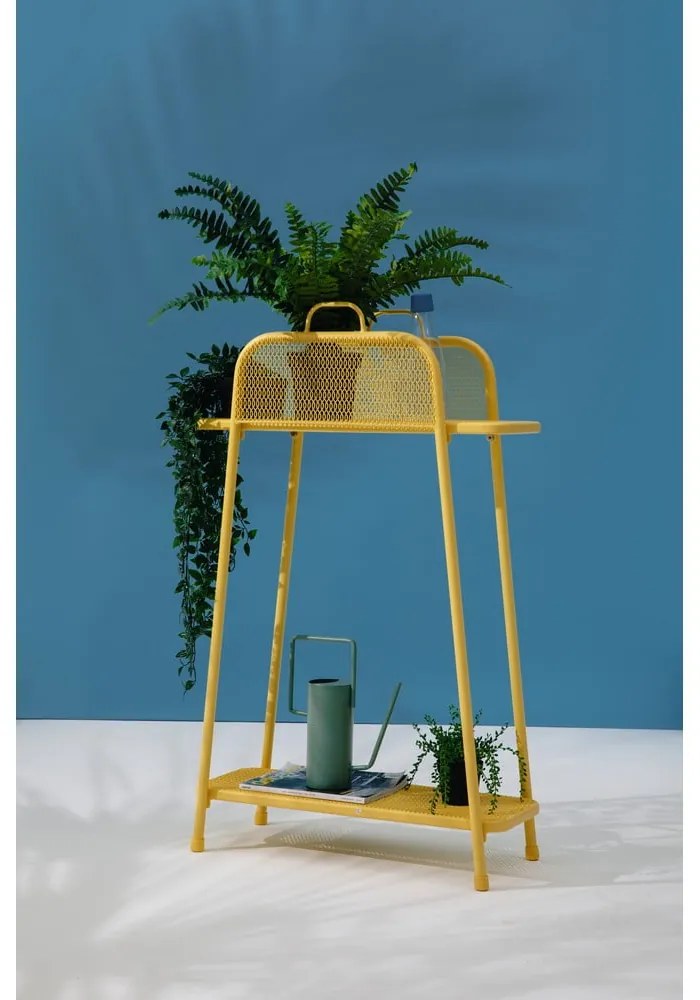 Žltá kovová polica na balkón Garden Pleasure MWH, výška 105,5 cm