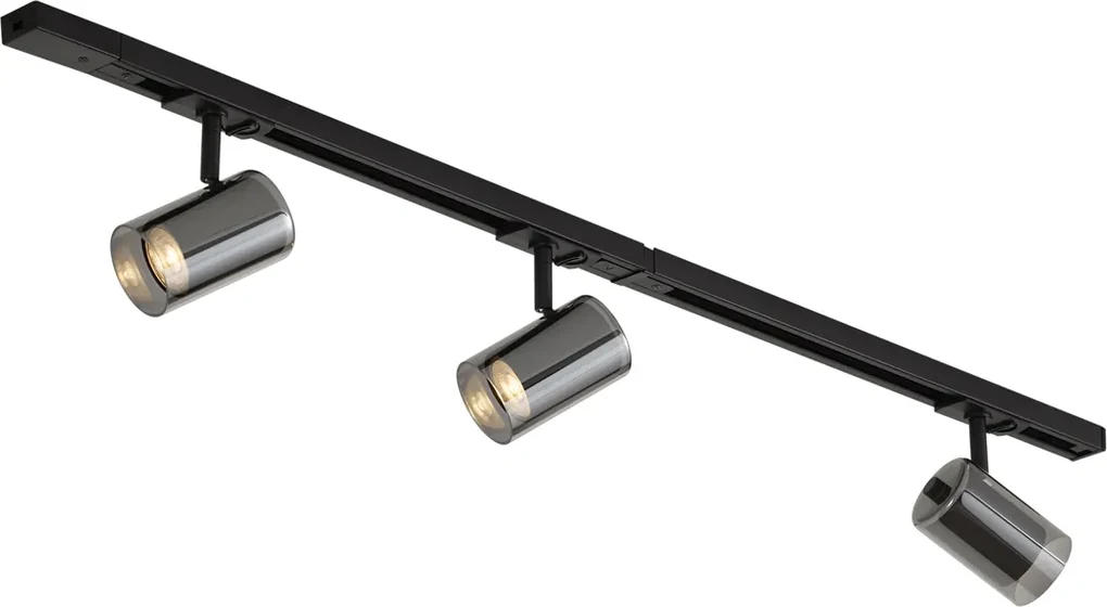 Modern railsysteem zwart met 3 spots 1-fase - Iconic Lloyd | BIANO