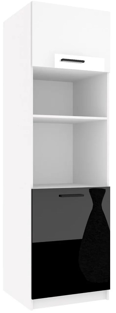 Vysoká kuchynská skrinka Belini pre vstavanú rúru 60 cm biely lesk / čierny lesk INF SSP60/1/WT/WB/0/B1