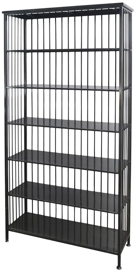 Čierny kovový regál / knižnica s policami Vinni - 95 * 38 * 195cm