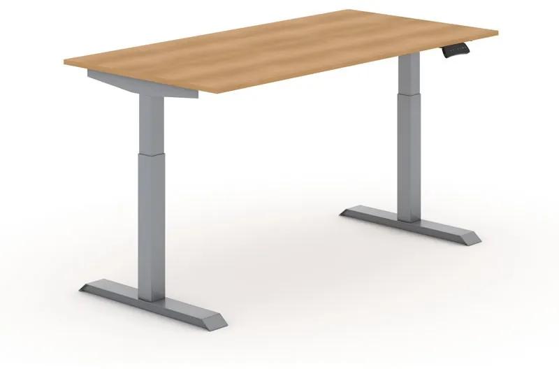 Výškovo nastaviteľný stôl PRIMO ADAPT, elektrický, 1600x800x735-1235 mm, buk, sivá podnož