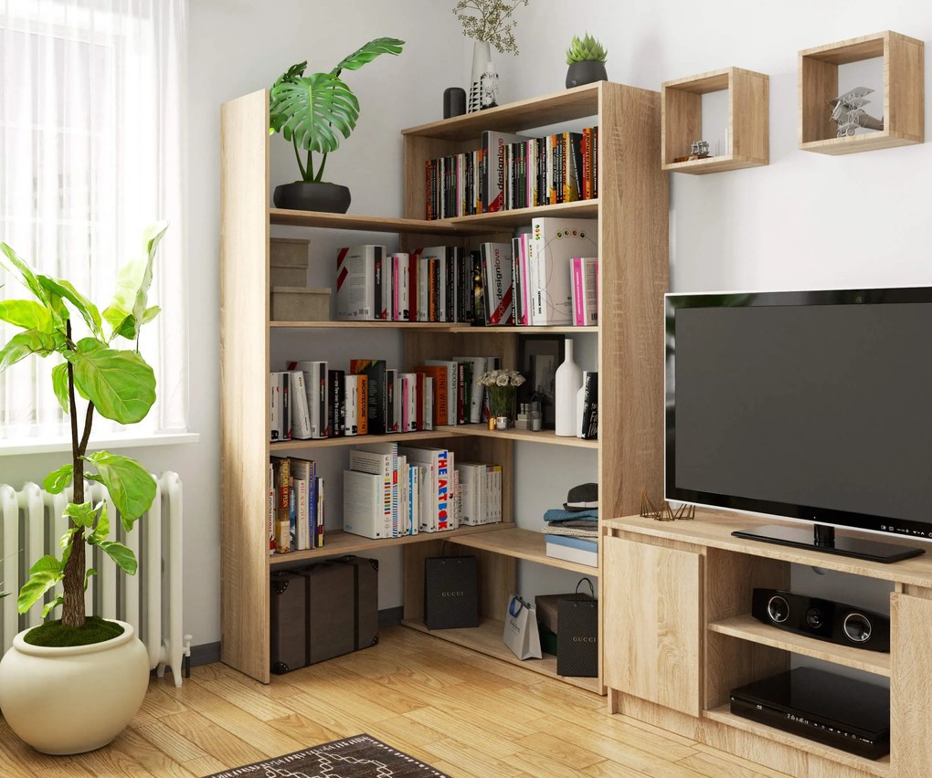 Regál Tivona (dub sonoma). Akcia -18%. Vlastná spoľahlivá doprava až k Vám domov. 1070828