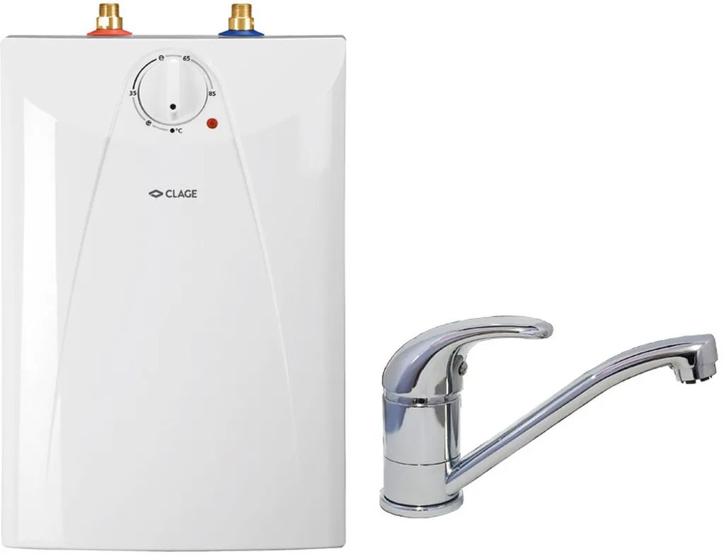 CLAGE Ohrievač vody so zásobníkom S5-U + BUP pod umývadlo s ventilovou armatúrou 4100-4205