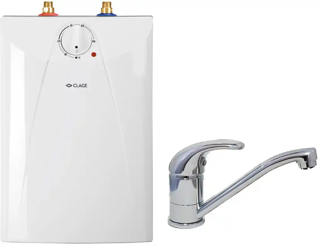 CLAGE Ohrievač vody so zásobníkom S5-U + BUP pod umývadlo s ventilovou  armatúrou 4100-4205 | BIANO