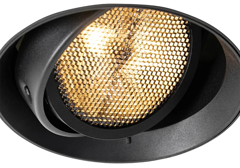 Moderné zapustené bodové svetlo čierne GU10 AR111 okrúhle bez rámu - Oneon Honey