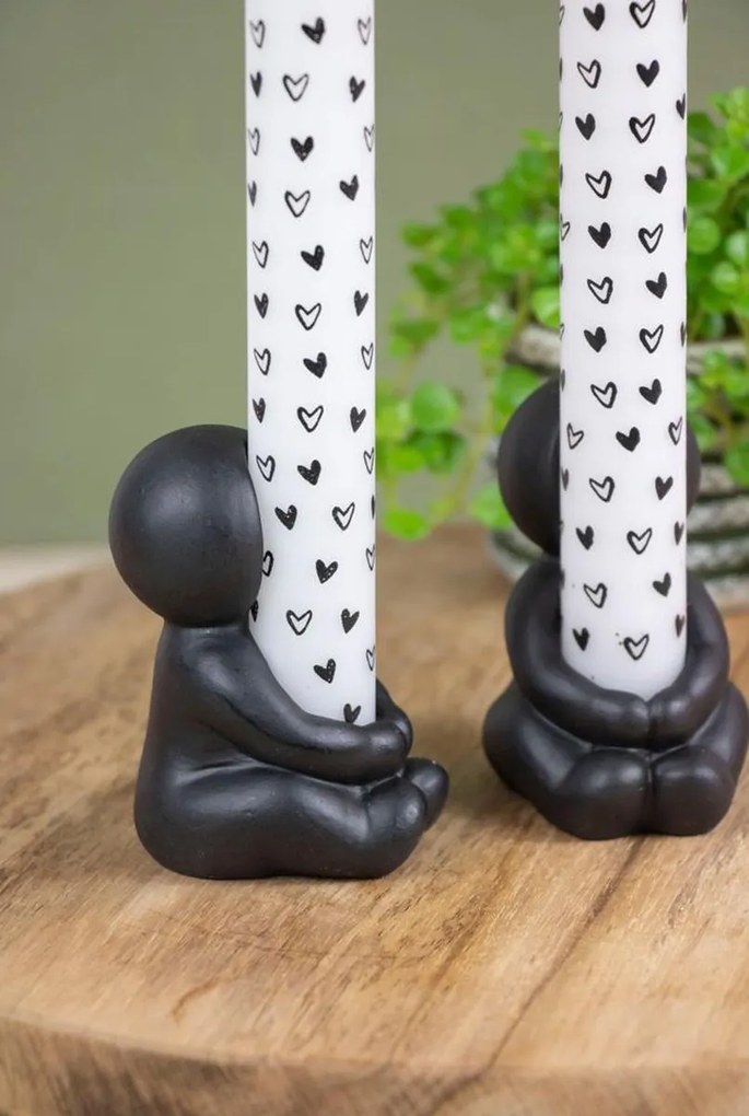 Sada 2 kameninových svietnikov IDEAS 4 SEASONS, čierna