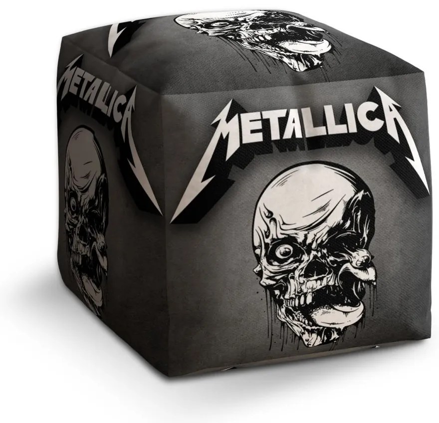 Taburet Cube Metallica sivá lebka, sivá