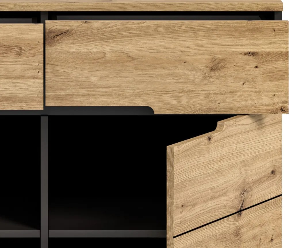 Komoda so zásuvkami Cano, 100 cm, šedá/dub artisan