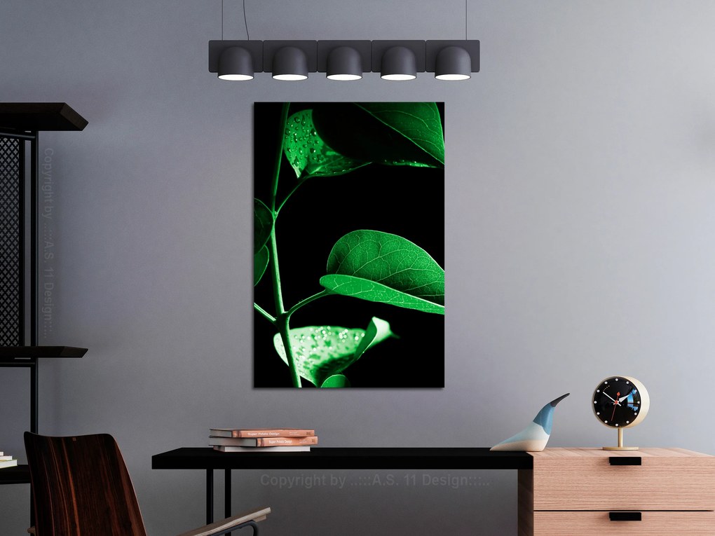 Artgeist Obraz - Plant in Black (1 Part) Vertical Veľkosť: 80x120, Verzia: Premium Print