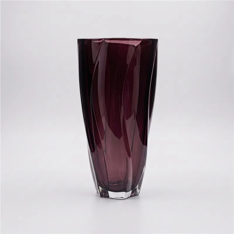 KRIŠTÁĽOVÁ VÁZA BOHEMIA BARLEY TWIST BURGUNDE 305MM