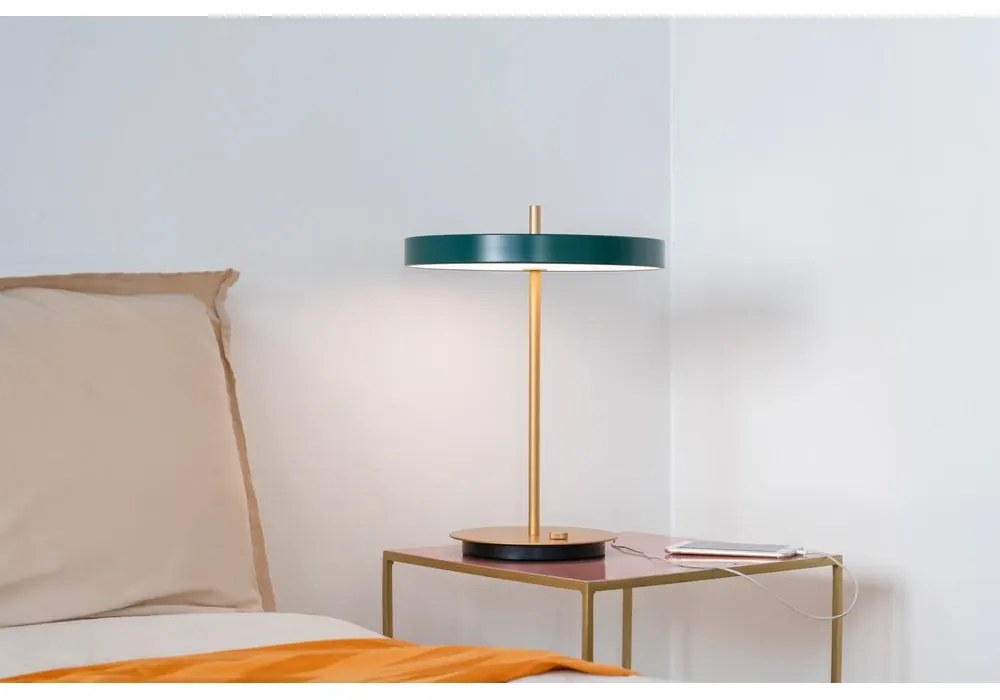 Tmavozelená LED stolová lampa so stmievačom s kovovým tienidlom (výška 41,5 cm) Asteria Table – UMAGE
