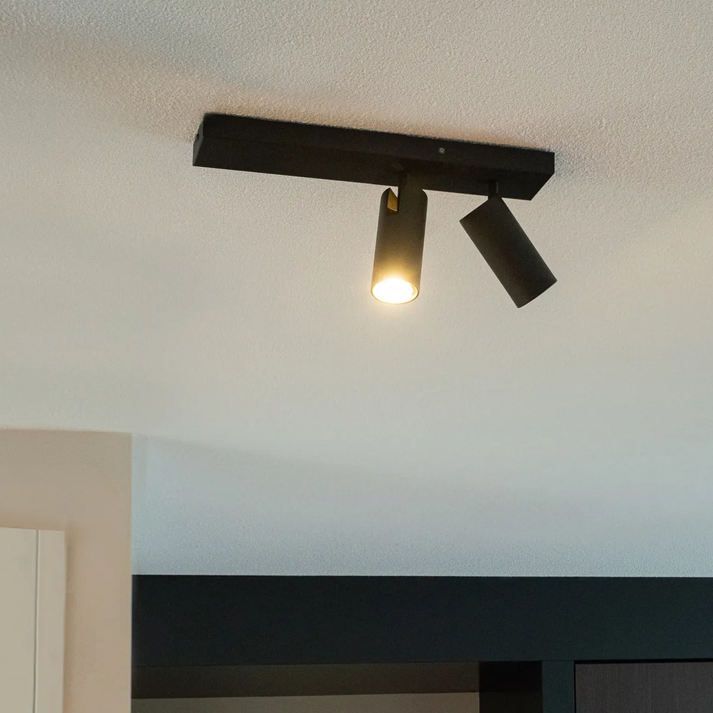 Inteligentný stropný reflektor čierny 2-svetelný nastaviteľný vrátane 2 Wifi GU10 50mm - Renna