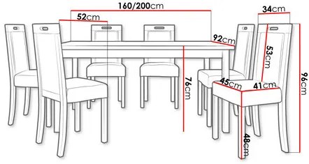 Rozkladací jedálenský stôl so 6 stoličkami Asiduo AL3 (orech + svetlobéžová). Vlastná spoľahlivá doprava až k Vám domov. 1121729