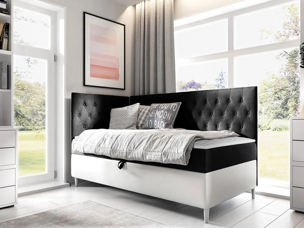 Kontinentálna posteľ Junior Gerdise 3, Strana: ľavá, Rozmer postele: 80x200, Dostupné poťahy: ekokoža Soft 017 (biela) + Fresh 34