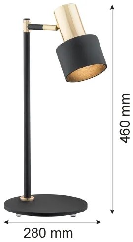 Argon 4257 - Stolná lampa DORIA 1xE27/15W/230V čierna/mosadz