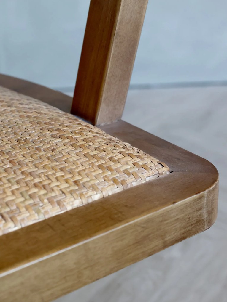 Antik drevená stolička s výpletom a opierkami na kolieskach Old French chair - 62*62*92 cm