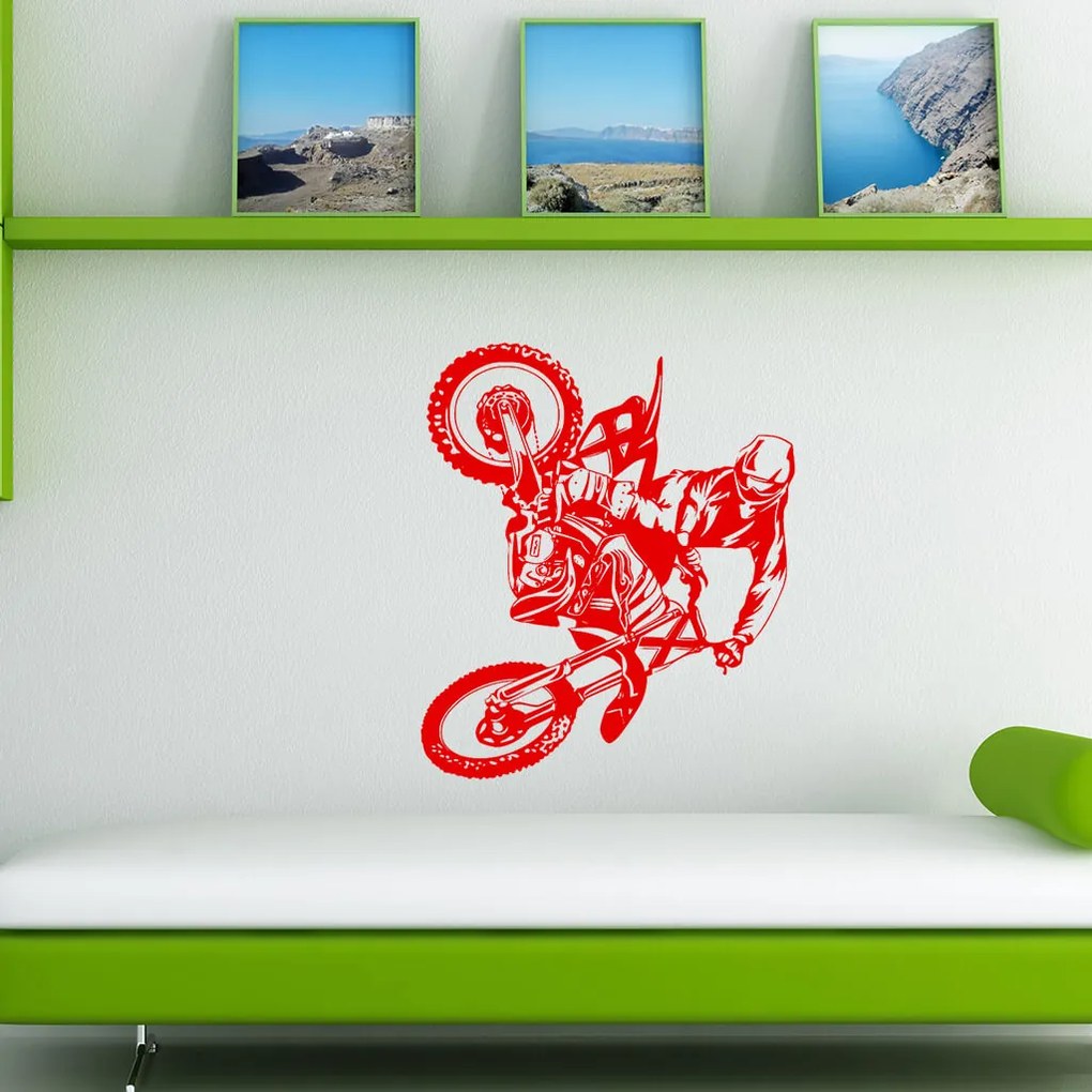 Veselá Stena Samolepka Motokros Farba: oranžová, Veľkosť: 80 x 98 cm
