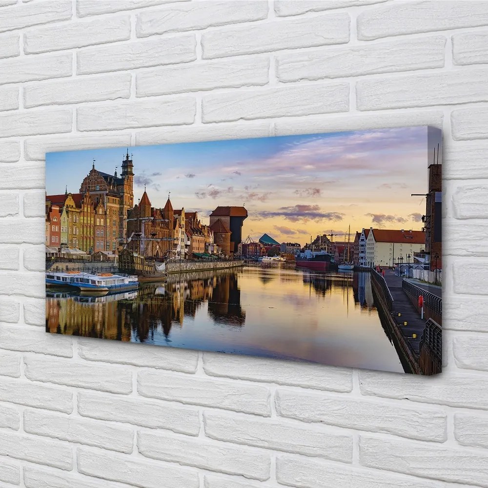 Obraz na plátne Port of Gdańsk rieky svitania 125x50 cm