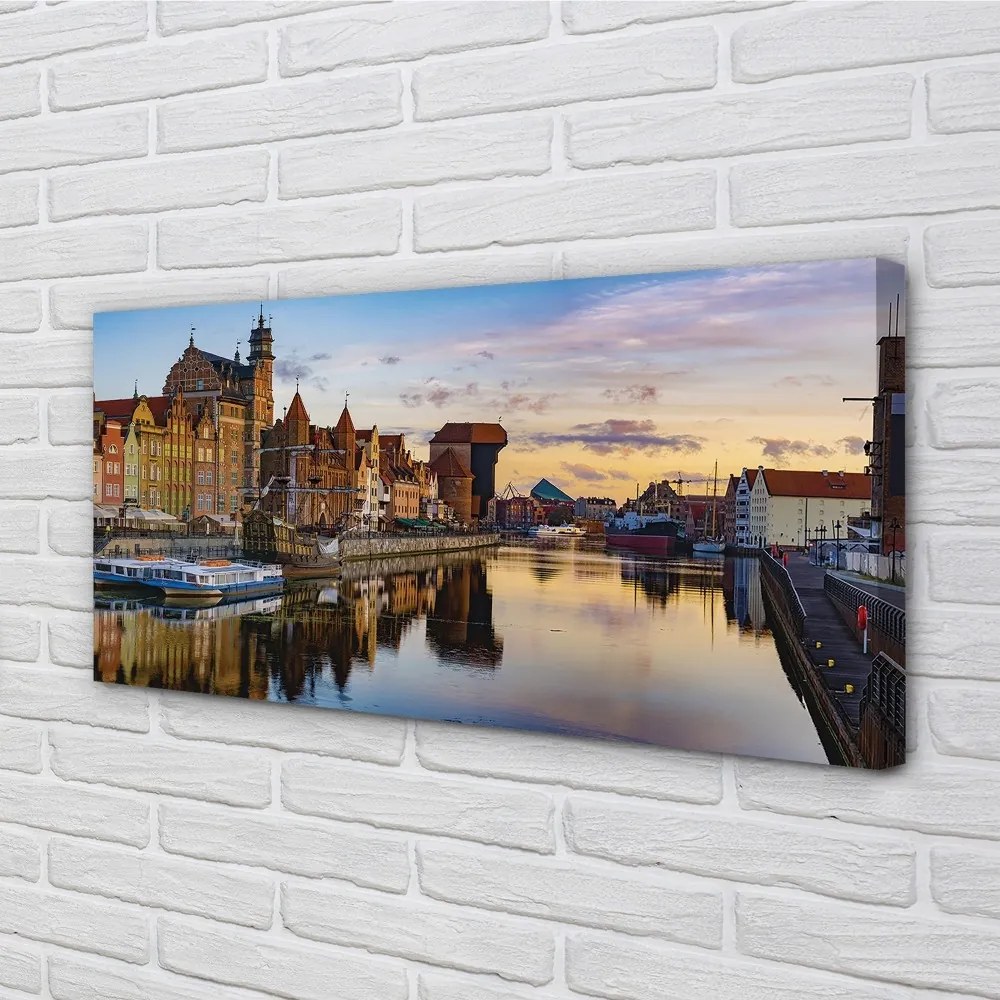 Obraz na plátne Port of Gdańsk rieky svitania 140x70 cm