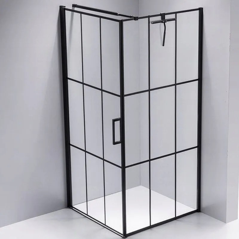 BPS-koupelny Štvorcový sprchový kút BS13A 80x80 čierna/transparent + vanička ST02A BL čierna