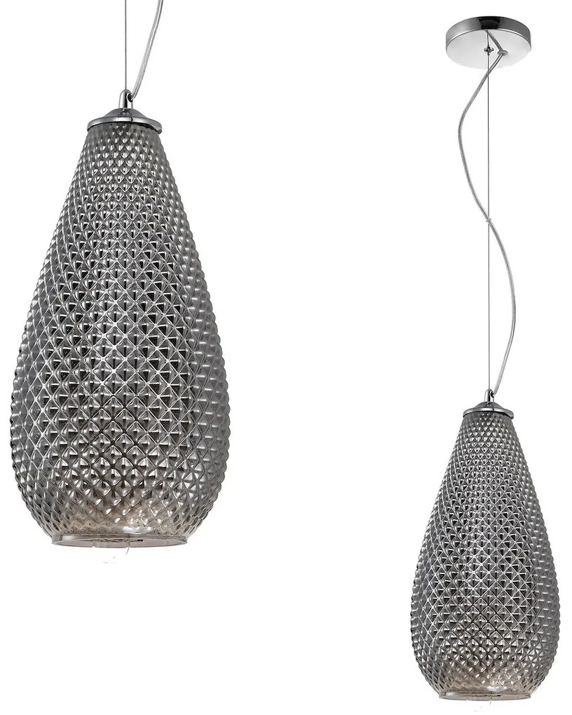 Závesné svietidlo Petra, 1x grafitové sklenené tienidlo, ch