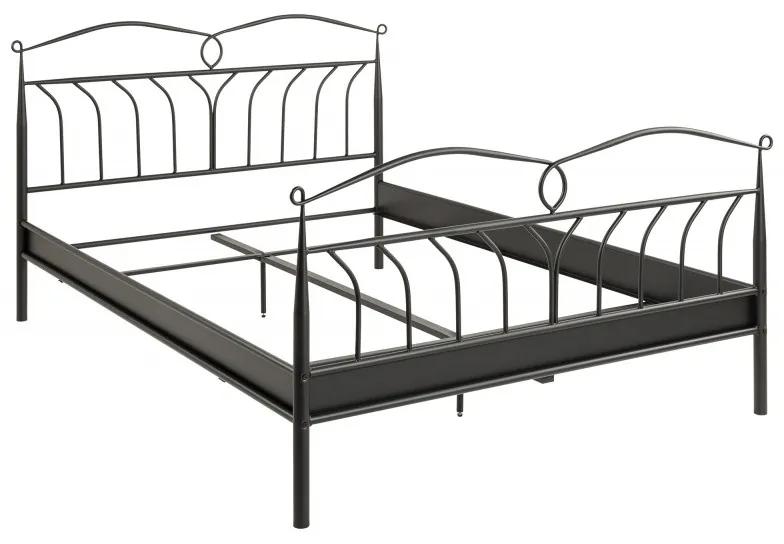 Hector Kovová posteľ Line 140x200 manželská posteľ - čierna