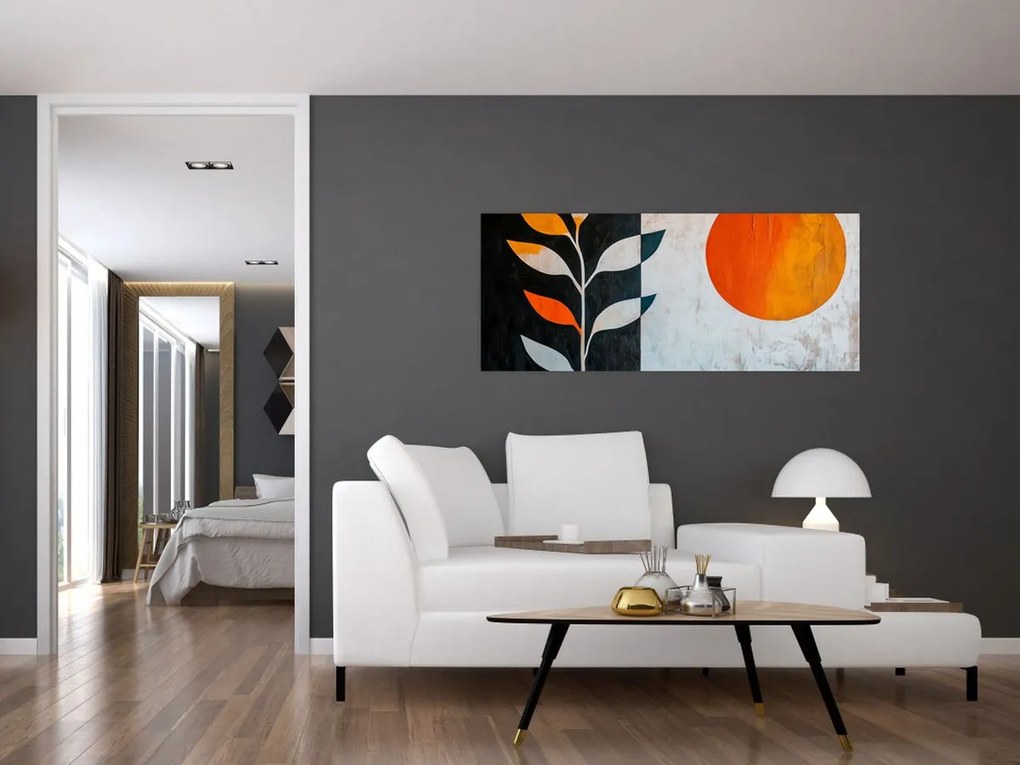 Obraz - Abstrakcia rastliny a slnka (120x50 cm)