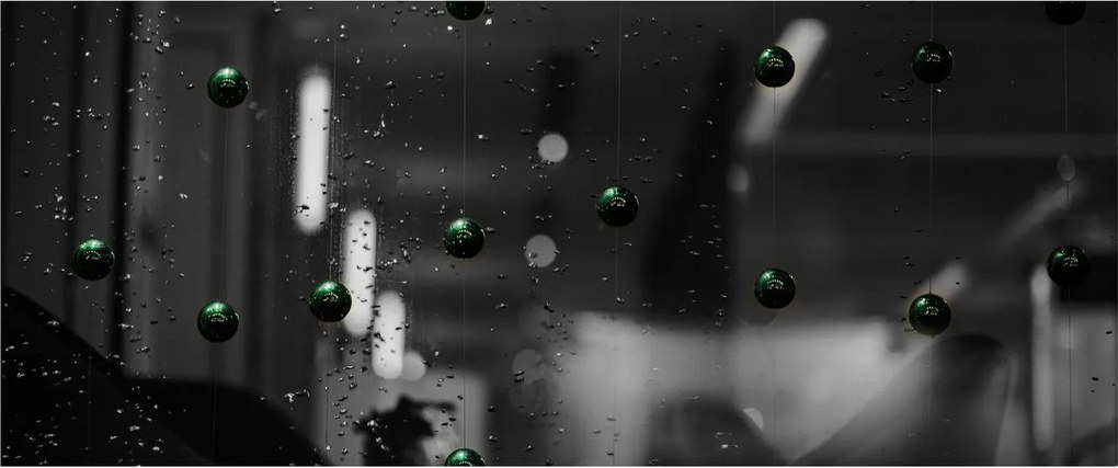 Abstraktný obraz - zelené guličky (120x50 cm)