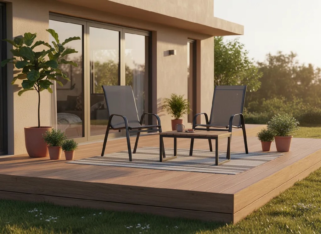 Garden Line SADA 2 ŠEDÝCH ZÁHRADNÝCH STOLIČIEK 54 x 70 x 92 CM