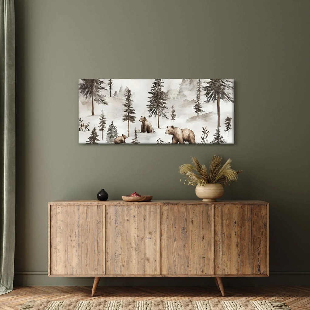 Obraz - Les s medveďmi (120x50 cm)