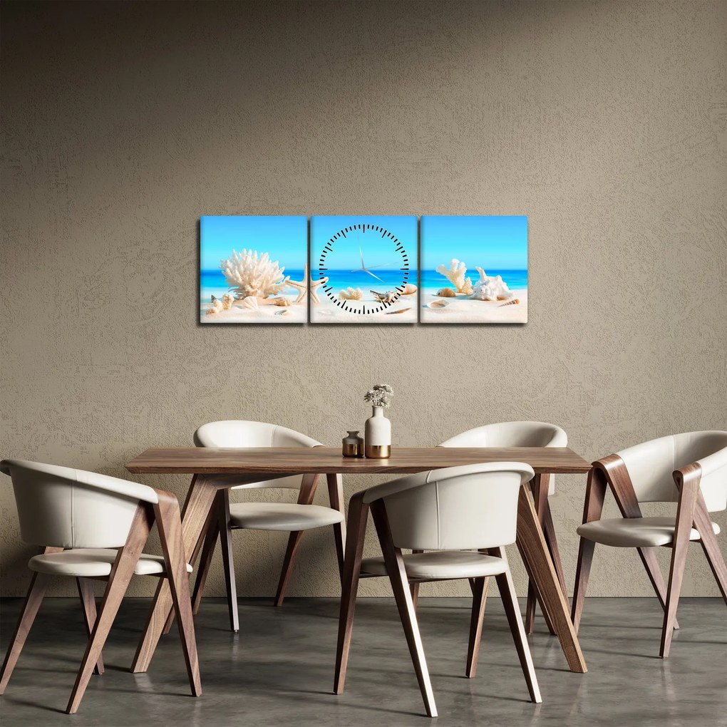 Obraz - Zátišie s mušľami (s hodinami) (90x30 cm)