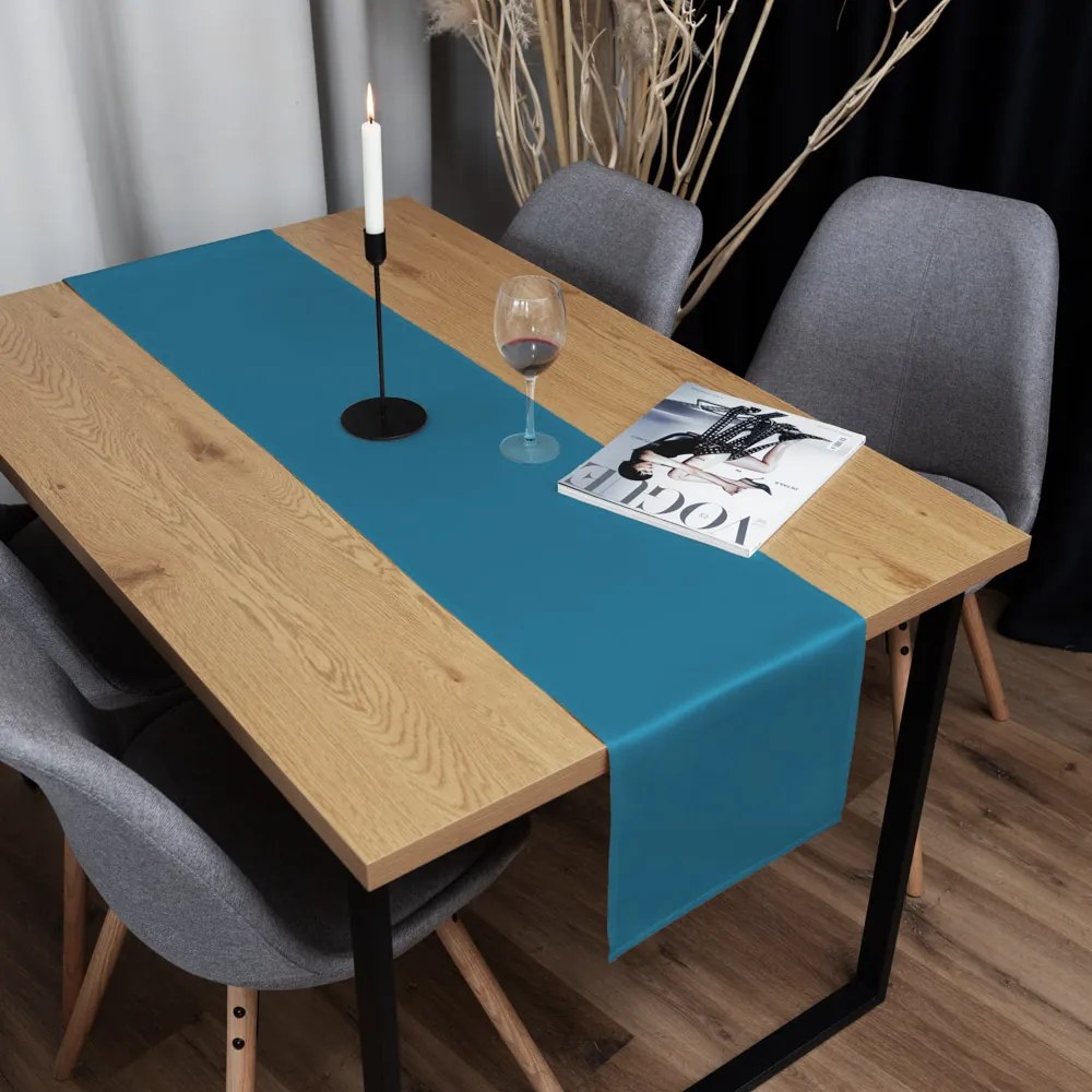 Biante Saténový behúň na stôl polyesterový Satén LUX-050 Petrolejovo modrý 45x180 cm