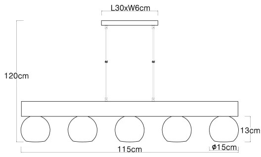 Globo 15656-5H - Luster na lanku MOITAS 5xE27/40W/230V