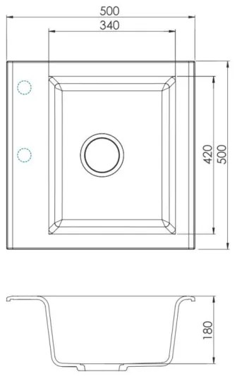 ALVEUS 1149111 - Kuchynský drez GEM 50x50 cm granit/béžová