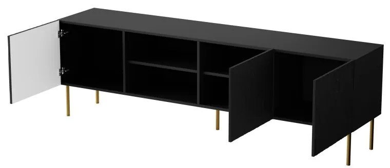 TV skrinka Jungle 190 cm čierna/zlatá