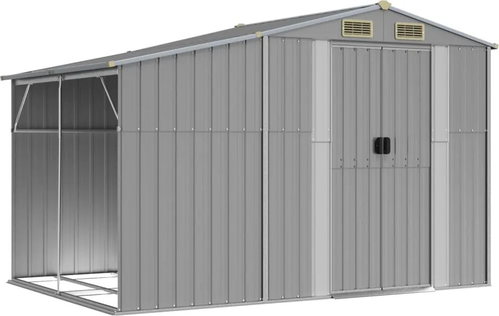 vidaXL Záhradná kôlňa sivá 277x192,5x179 cm pozinkovaná oceľ