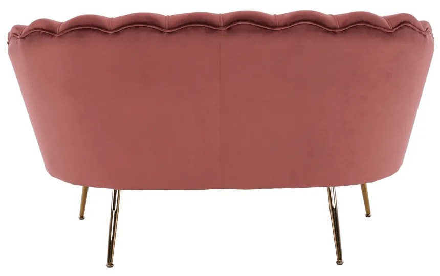 Lavica v štýle Art-deco, ružová Velvet látka/gold chróm-zlatý, NOBLIN