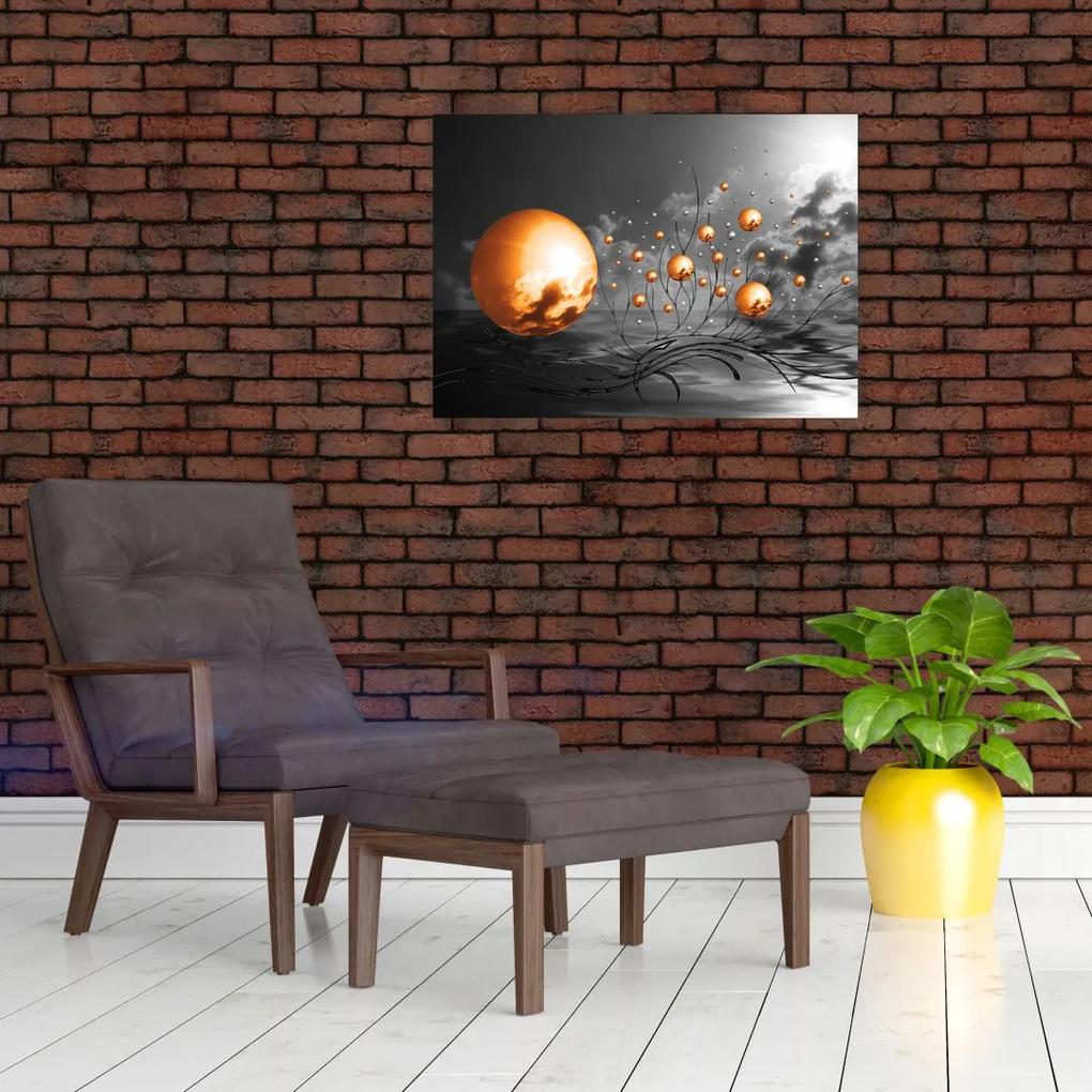 Obraz oranžových abstraktných gulí (70x50 cm)