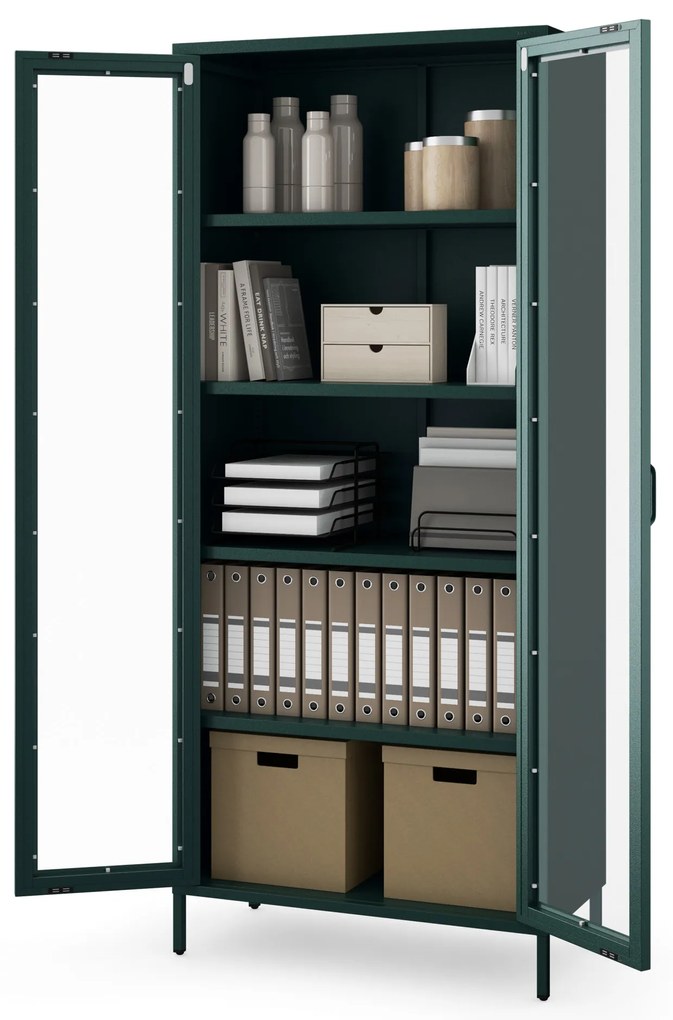 Vitrína ANGELO, 800 x 1850 x 450 mm, Modern: fľaškovo zelená